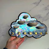 IMPERFECT 5 Dish Cloud Jewelry Wall Hanging Necklace Display with Ring Dishes C