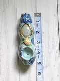 Blue Moonstone Pipe with Turtle and Sea Creatures Porcelain Smoking Pipe Clay Pipe