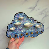 5 Dish Cloud Jewelry Wall Hanging Necklace Display with Ring Dishes D