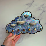 4 Dish Cloud Jewelry Wall Hanging Necklace Display with Ring Dishes E