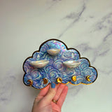 3 Dish Cloud Jewelry Wall Hanging Necklace Display with Ring Dishes F