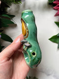 Tigers Eye Crystal Pipe with Mushrooms Porcelain Smoking Pipe Clay Pipe