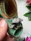 Tigers Eye Crystal Pipe with Mushrooms Porcelain Smoking Pipe Clay Pipe