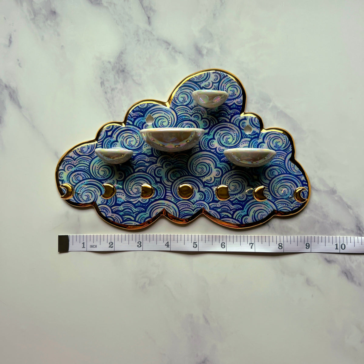 4 Dish Cloud Jewelry Wall Hanging Necklace Display with Ring Dishes E