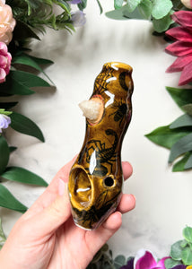Spirit Quartz Pipe Amber Scorpion Insect Crystal Porcelain Ceramic Smoking Pipe