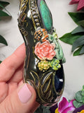 Chrysocolla Pipe with Snake and Succulent Porcelain Smoking Pipe Clay Pipe