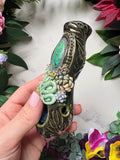 Chrysocolla Pipe with Snake and Succulent Porcelain Smoking Pipe Clay Pipe