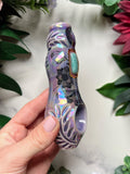 Amazonite Crystal Pipe with Death Head Moth Ceramic Porcelain Smoking Pipe