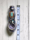 Amazonite Crystal Pipe with Death Head Moth Ceramic Porcelain Smoking Pipe