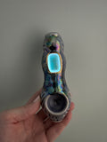 Amazonite Crystal Pipe with Death Head Moth Ceramic Porcelain Smoking Pipe