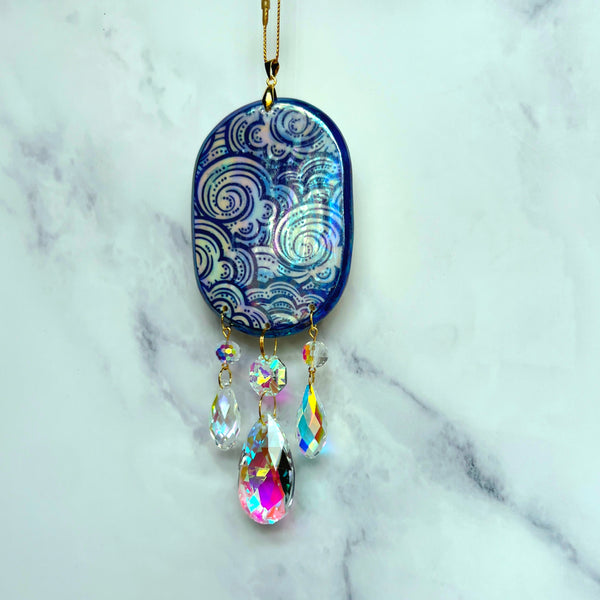 Oval Cloud Suncatcher Iridescent Ornament