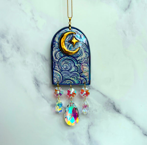 Arch Cloud Suncatcher Moon & Star Iridescent Ornament