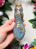Abalone Moon Pipe with Luna Moth Ceramic Porcelain Smoking Pipe Clay Pipe