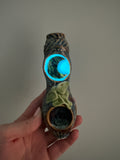 Abalone Moon Pipe with Luna Moth Ceramic Porcelain Smoking Pipe Clay Pipe
