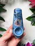 Blue UFO Abduction Pipe Porcelain Ceramic Clay Pipe