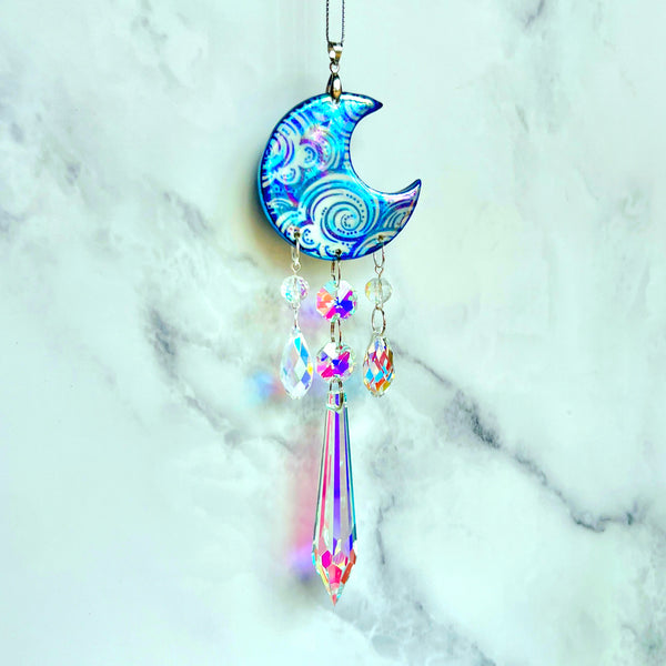 Moon Cloud Suncatcher Iridescent Ornament XL Prisms
