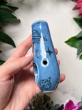 Blue UFO Abduction Pipe Porcelain Ceramic Clay Pipe