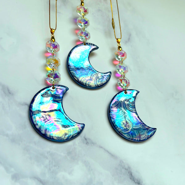 Moon Cloud Suncatcher Iridescent Ornament