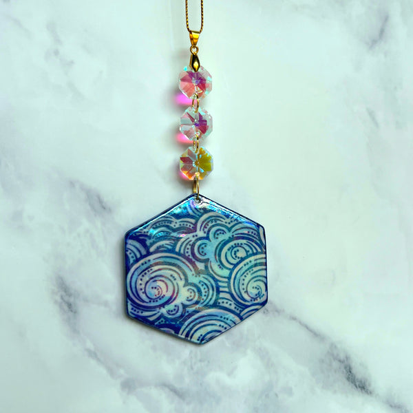 Hexagon Cloud Suncatcher Iridescent Ornament