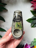 Gray UFO Abduction Pipe Porcelain Ceramic Clay Pipe