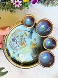 Gold Mushroom Goddess Moon Tray Jewelry Tray Witchy Incense Altar Dish