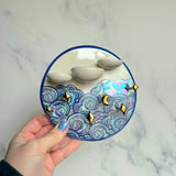 Round Cloud Jewelry Wall Hanging Ring Dish Necklace Display with Gold Stars G