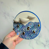 Round Cloud Jewelry Wall Hanging Ring Dish Necklace Display with Gold Stars G