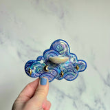 Mini Cloud Jewelry Wall Hanging 1 Dish Necklace Display with Gold Stars G