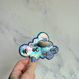 Mini Cloud Jewelry Wall Hanging 1 Dish Necklace Display with Gold Stars G