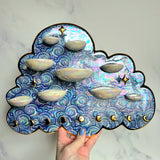 XL Cloud Jewelry Wall Hanging Ring Dish Necklace Display with Gold Moon H