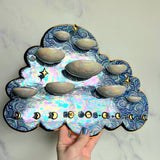 XL Cloud Jewelry Wall Hanging Ring Dish Necklace Display with Gold Moon H