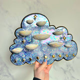 XL Cloud Jewelry Wall Hanging Ring Dish Necklace Display with Gold Moon H