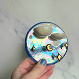 Mini Round Cloud Jewelry Wall Hanging 2 Dish Necklace Display with Gold Stars F