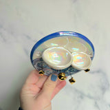 Mini Round Cloud Jewelry Wall Hanging 2 Dish Necklace Display with Gold Stars F