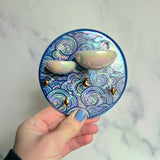 Round Cloud Jewelry Wall Hanging 2 Dish Necklace Display with Gold Stars E