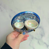 Round Cloud Jewelry Wall Hanging 2 Dish Necklace Display with Gold Stars E