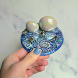 Round Cloud Jewelry Wall Hanging 2 Dish Necklace Display with Gold Stars E