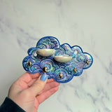 Cloud Jewelry Wall Hanging 2 Dish Necklace Display with Gold Stars C