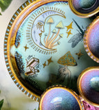 Gold Mushroom Goddess Moon Tray Jewelry Tray Witchy Incense Altar Dish