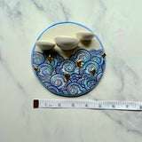 Round Cloud Jewelry Wall Hanging Ring Dish Necklace Display with Gold Stars G