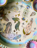 Gold Goddess and Whale Jewelry Tray Witchy Altar Incense Dish