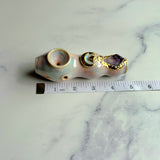 Amethyst Crystal Pipe Gold Moon Porcelain Piece