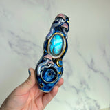 Blue Labradorite Mushroom Pipe Porcelain Ceramic Piece