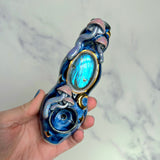 Blue Labradorite Mushroom Pipe Porcelain Ceramic Piece