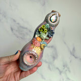 Abalone Coral Reef Pipe, Sea Turtle Ceramic Porcelain Piece