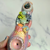 Abalone Coral Reef Pipe, Sea Turtle Ceramic Porcelain Piece