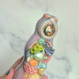 Abalone Coral Reef Pipe, Sea Turtle Ceramic Porcelain Piece
