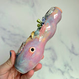 Abalone Coral Reef Pipe, Sea Turtle Ceramic Porcelain Piece