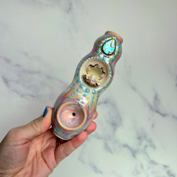 Abalone Clam Pipe Pearl Ceramic Porcelain Piece