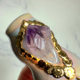 Amethyst Crystal Pipe Gold Moon Porcelain Piece